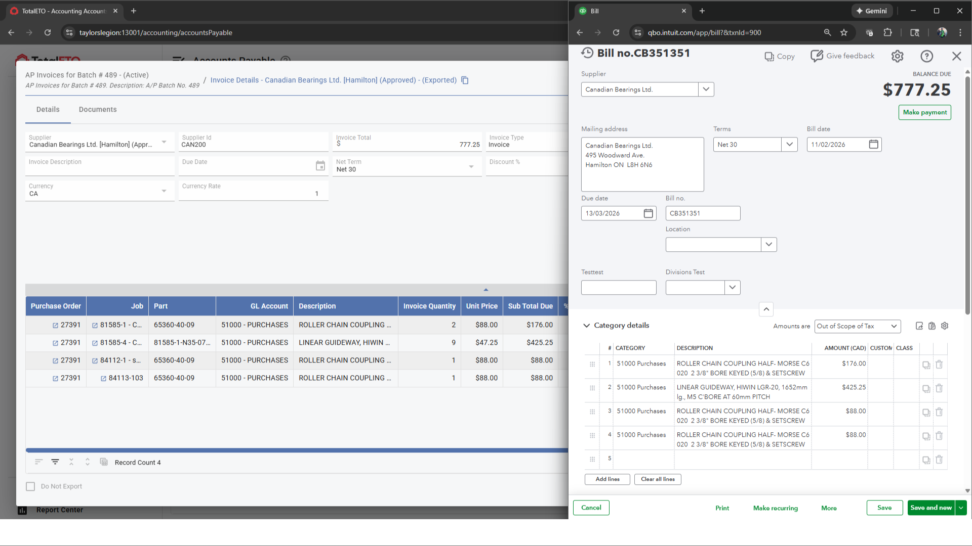 Total ETO — Accounting