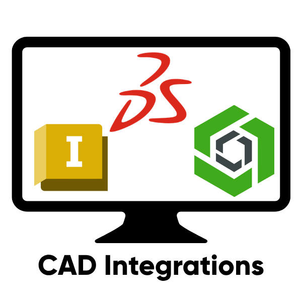 A computer monitor showing that our ERP integrates with CAD