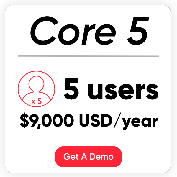 Total ETO's ERP for ETO starts at Core 5 pricing for $9,000 for 5 users, includes implementation and training.