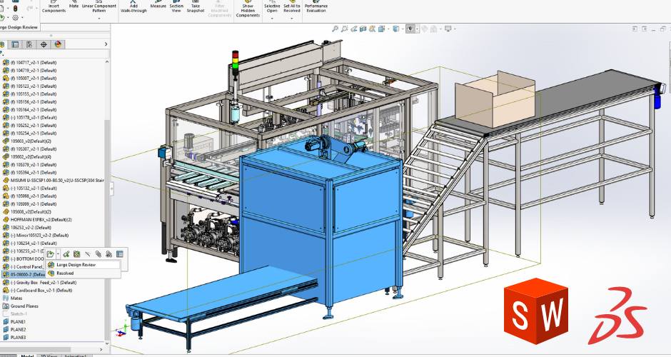 Screenshot with SOLIDWORKS design.